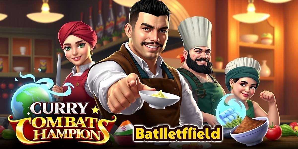 Curry Combat Champions game cover showing various regional Indian chefs in a vibrant kitchen battlefield